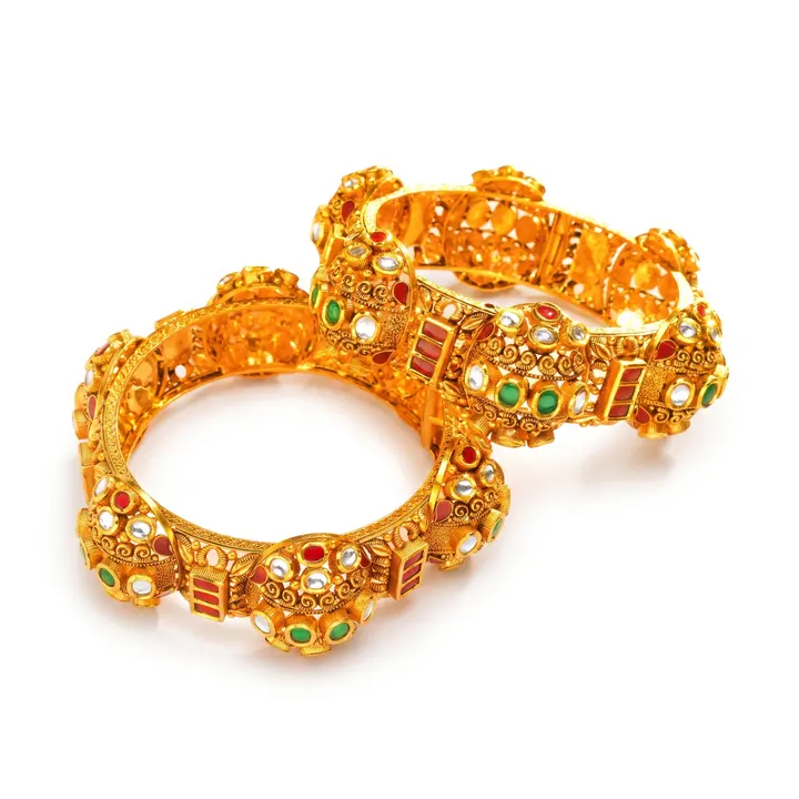 Gold kundan kadas product reference on white