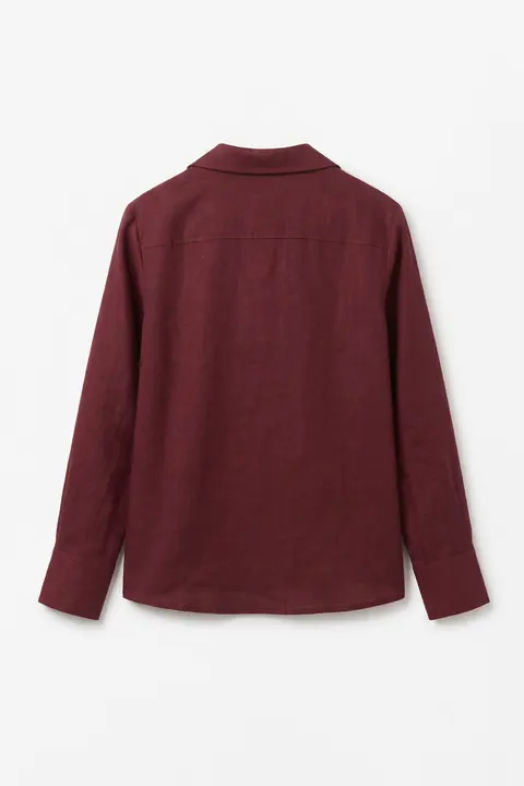 Back view flat-lay of the Sabki Maroon shirt on white.