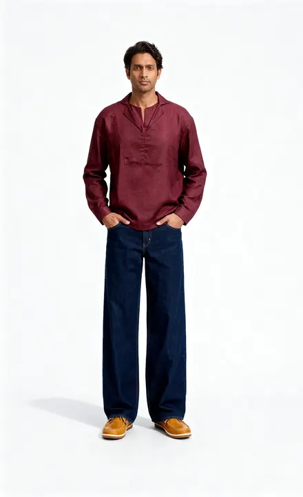 Khalis Maroon shirt in its finished catalogue look